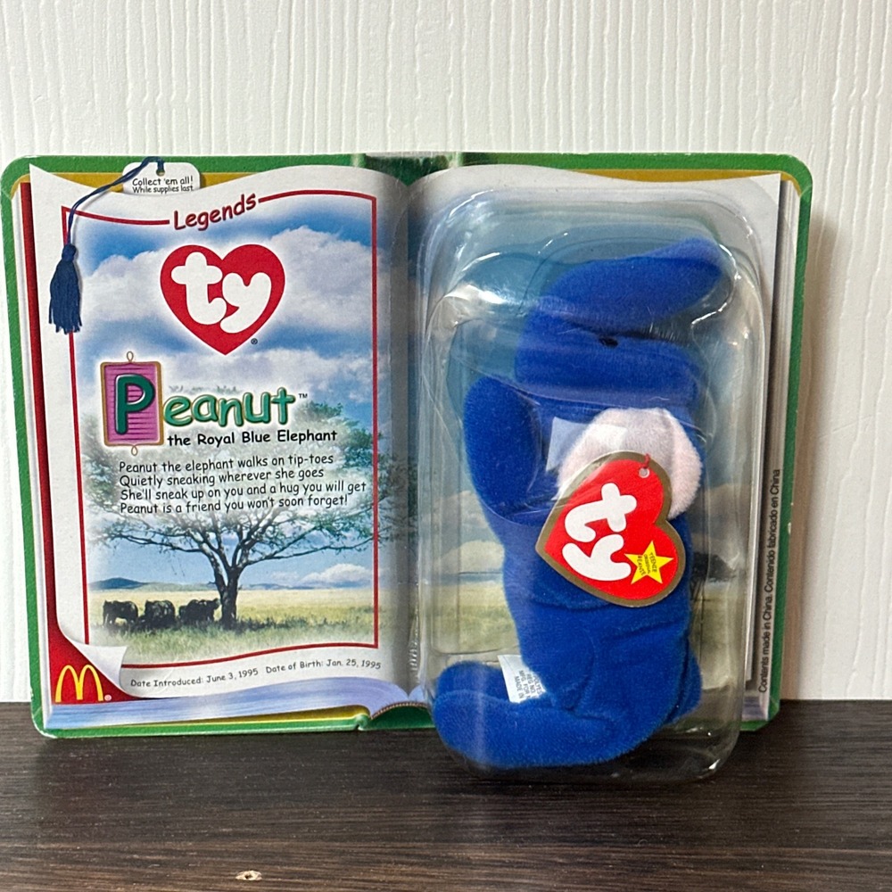 Ty McDonald's Teenie Beanie Babies 2000 Legends Peanut Royal Blue Elephant New